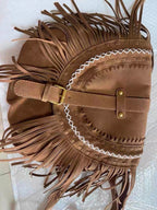 ‏Frosted tassel bag women's Bohemian shoulder bag large