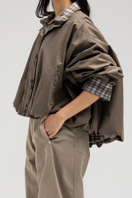 Oversized Bomber jacket with checkered lining