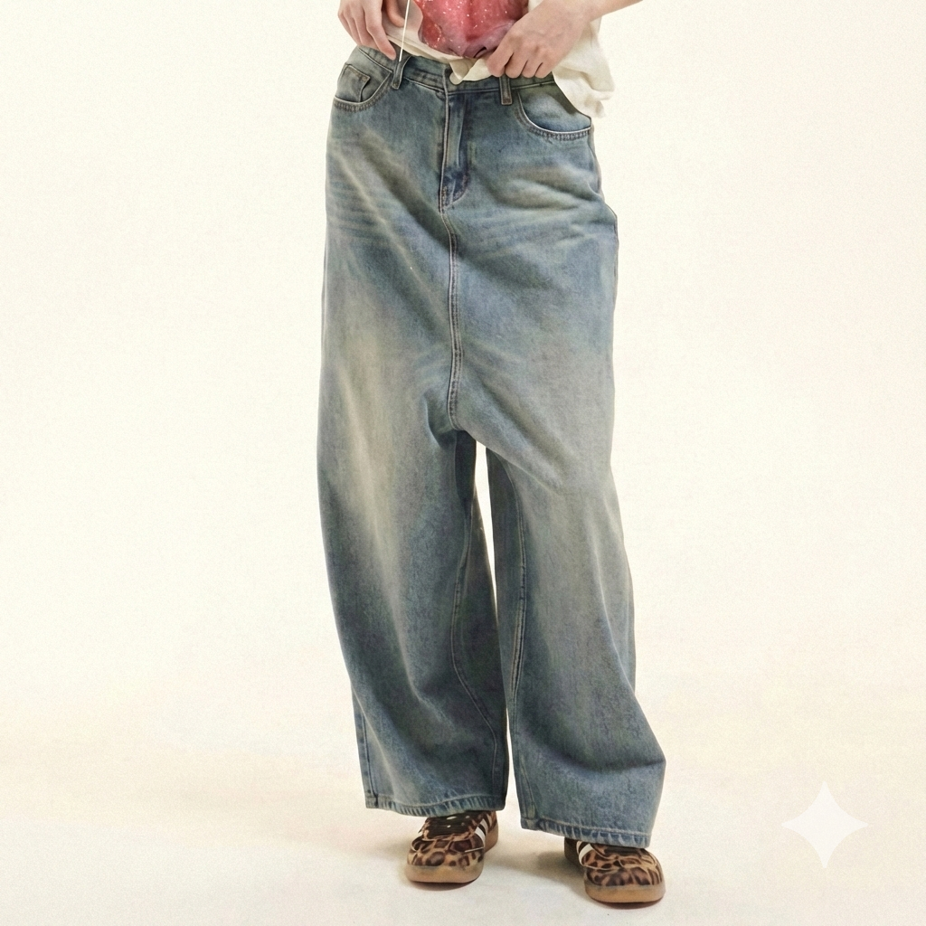 High Waist Harem Pants (Dirty Blue)