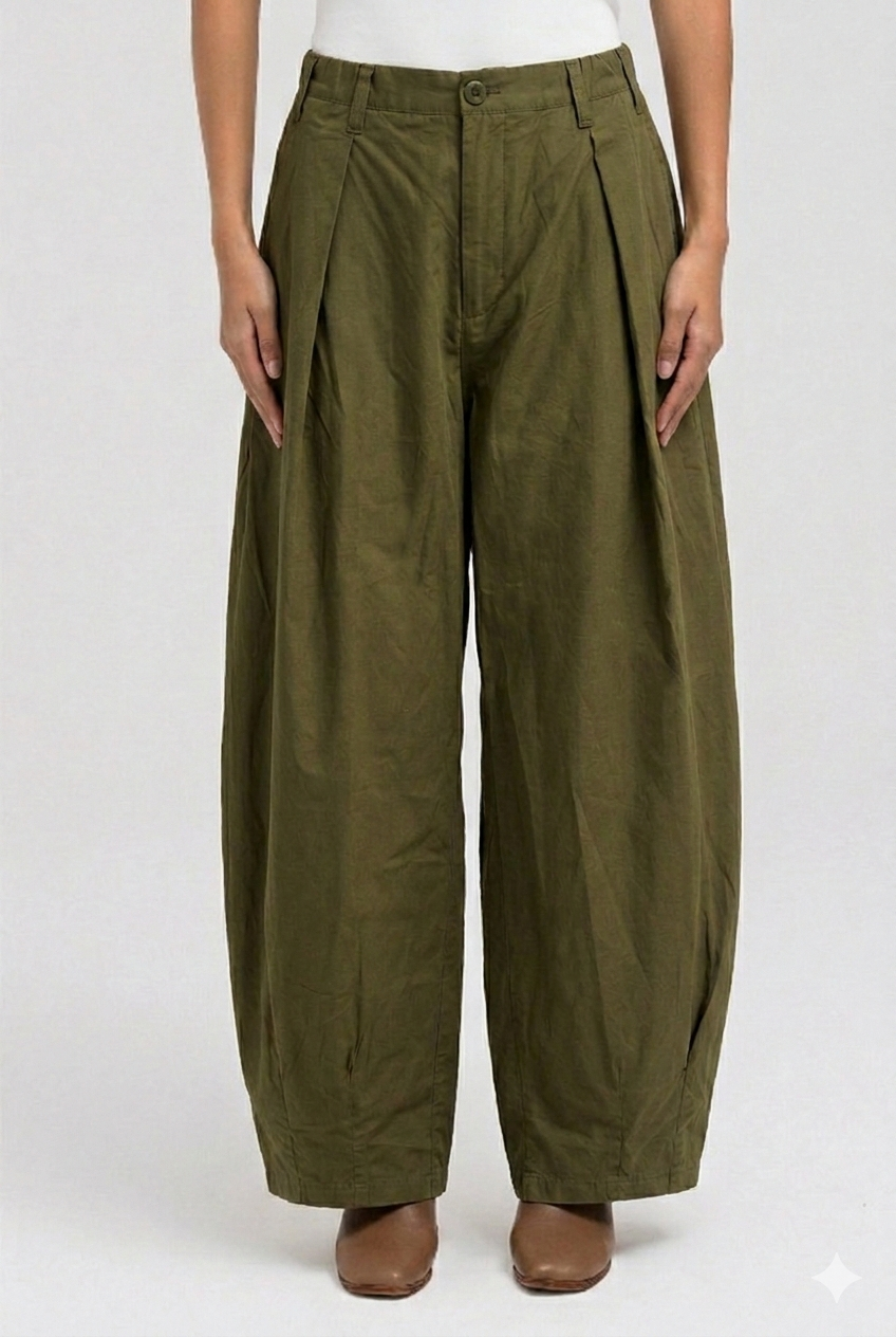 Pleated lightweight gabardine pants