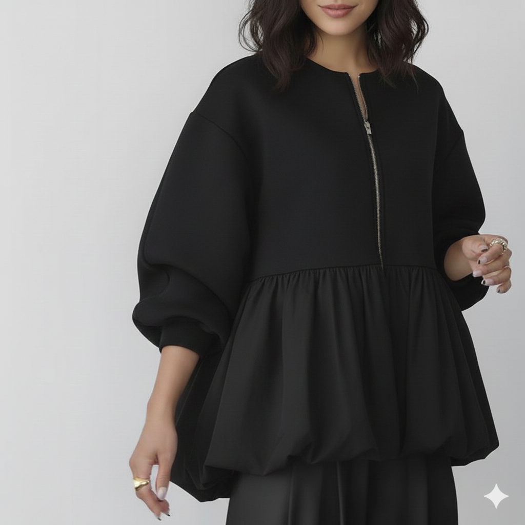 Melton X Waterproof Balloon Zipper Jacket - Black