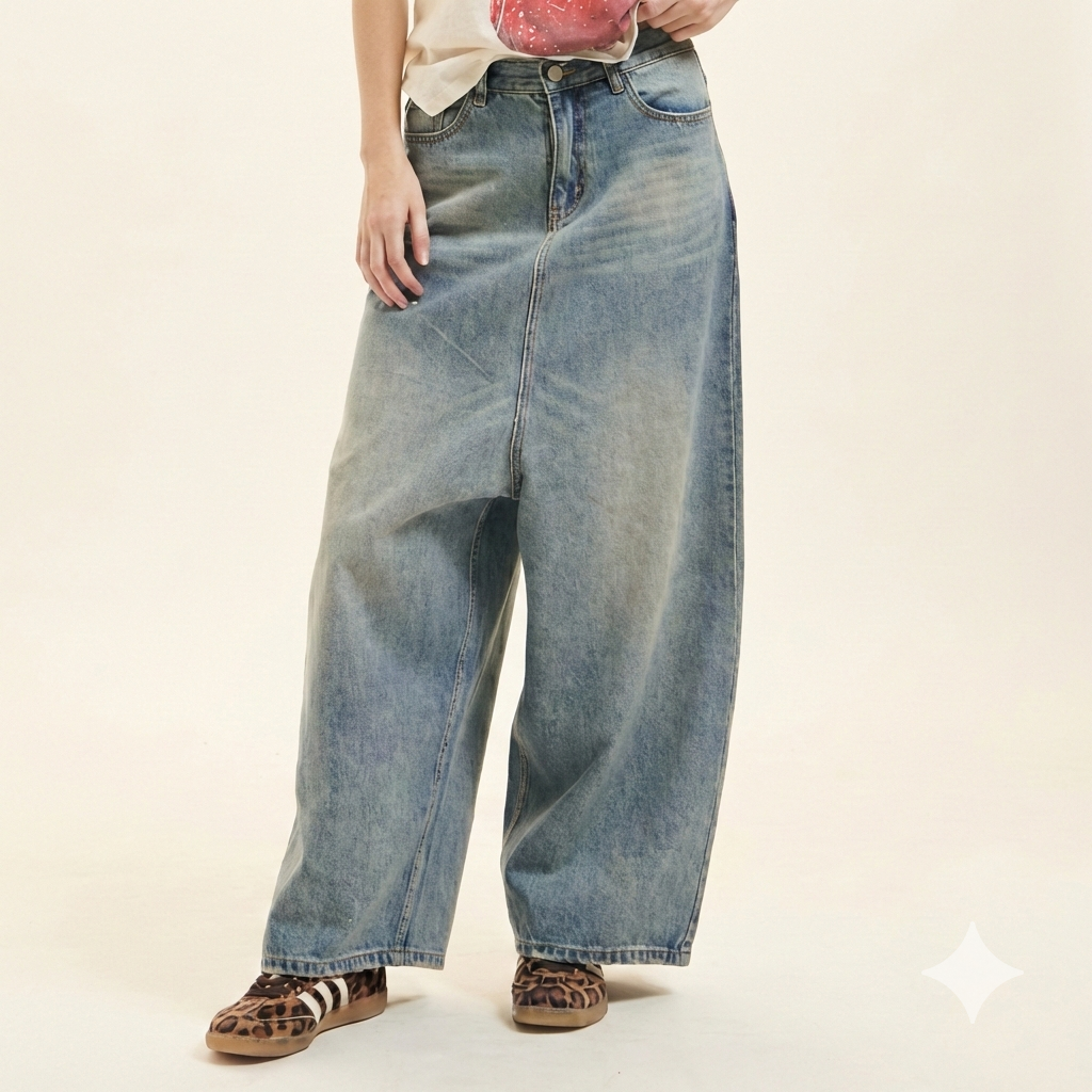 High Waist Harem Pants (Dirty Blue)