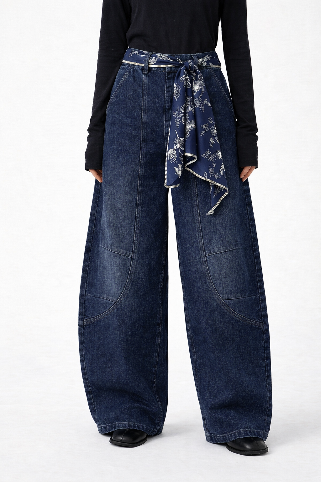 Oversized Barrel Pants Dark Blue