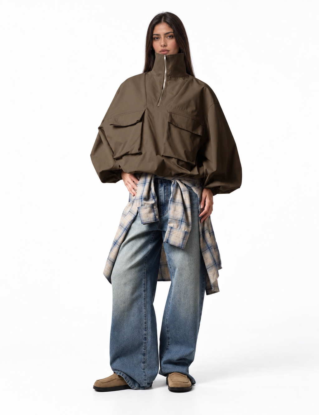 Light gbardine zipper jacket
