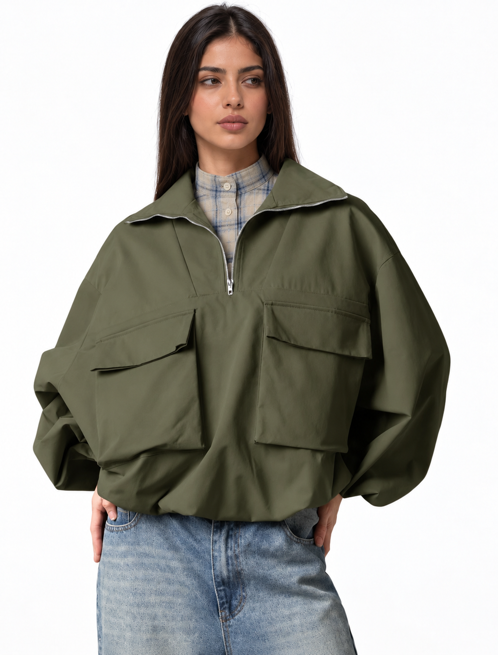 Light gbardine zipper jacket
