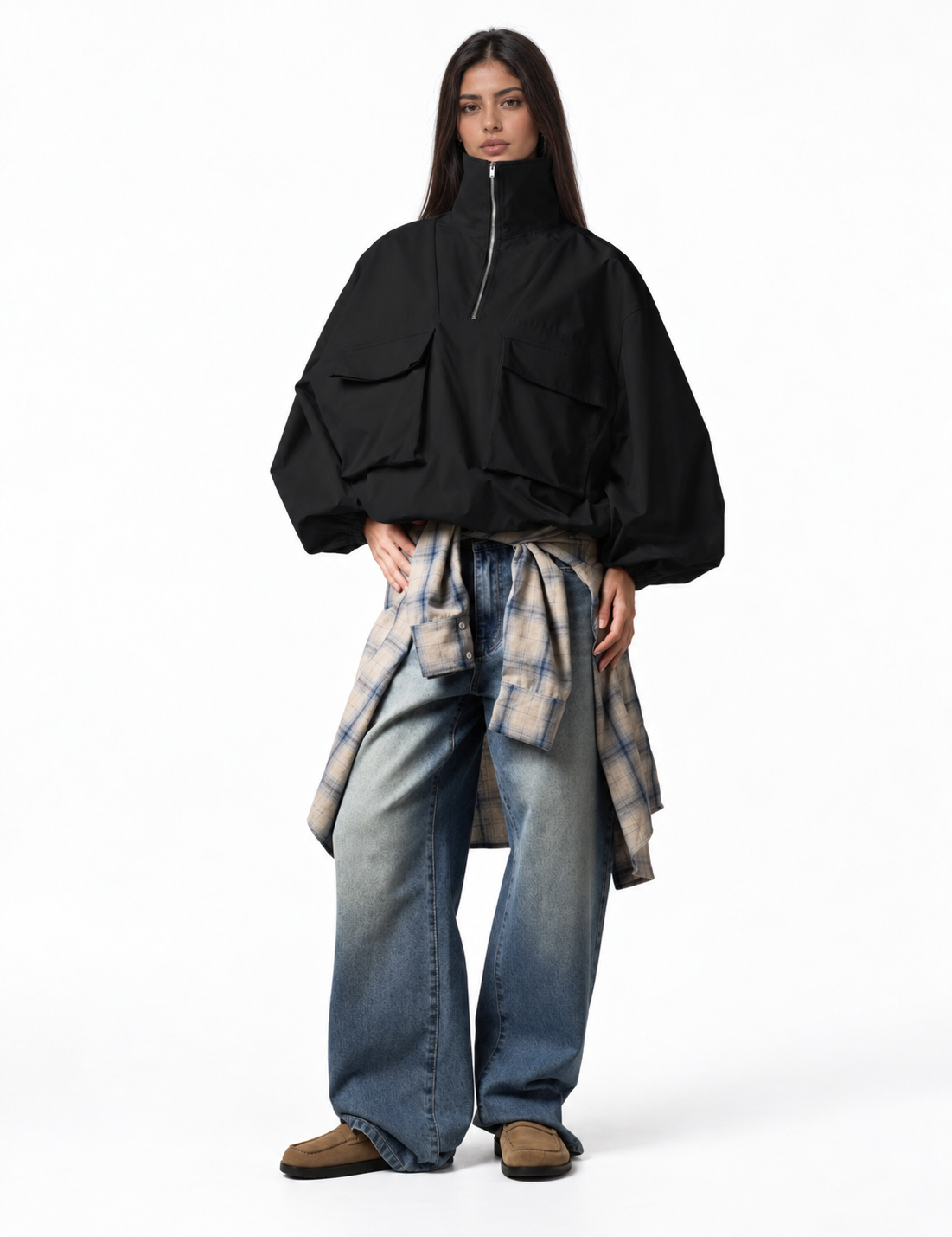 Light gbardine zipper jacket