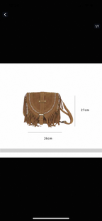 ‏Frosted tassel bag women's Bohemian shoulder bag large