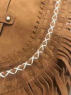 ‏Frosted tassel bag women's Bohemian shoulder bag large