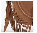 ‏Frosted tassel bag women's Bohemian shoulder bag large
