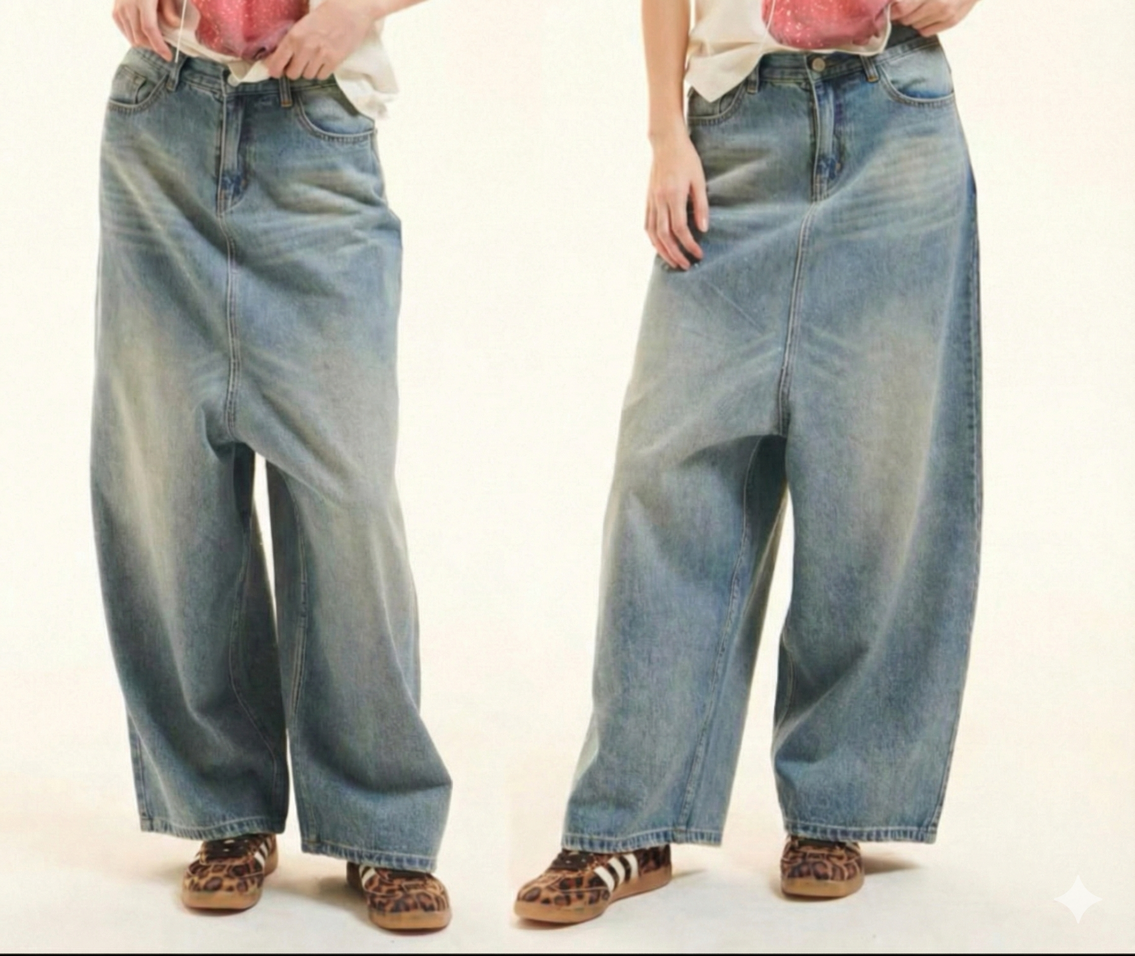 High Waist Harem Pants (Dirty Blue)