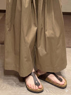 Cropped Leg Pleated Soft Pants Cafe