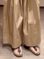Cropped Leg Pleated Soft Pants Beige