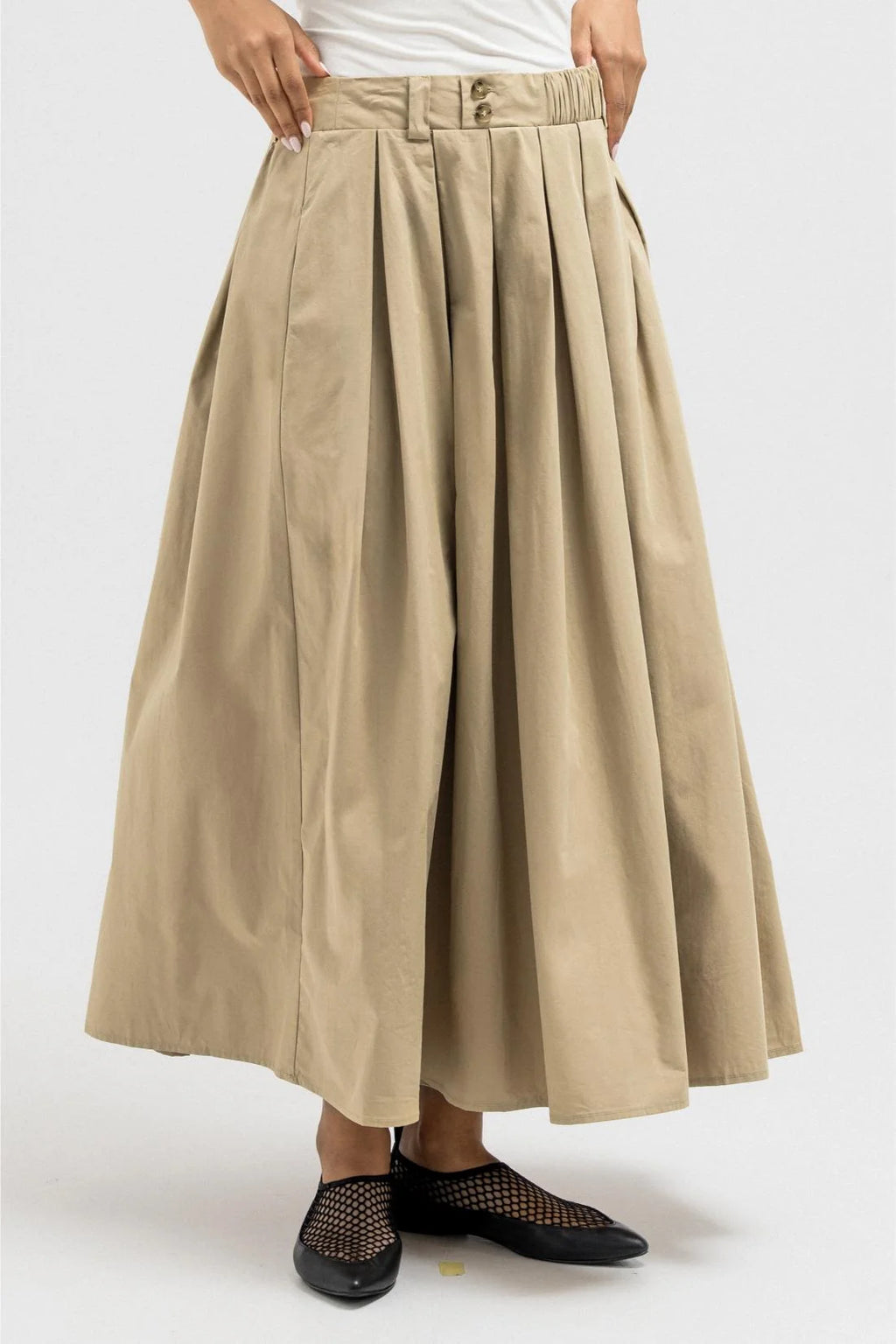 Light Pleated Gabardine Skirt