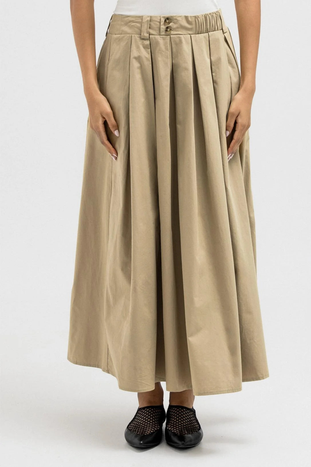 Light Pleated Gabardine Skirt
