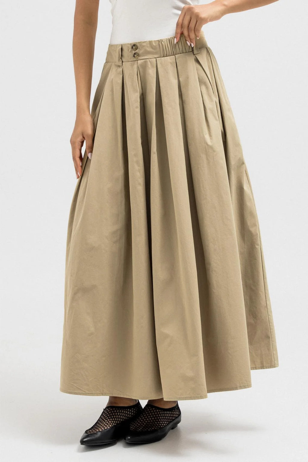 Light Pleated Gabardine Skirt