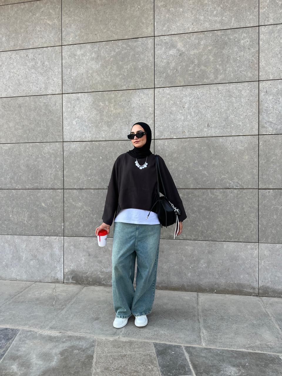 High Waist Harem Pants (Dirty Blue)