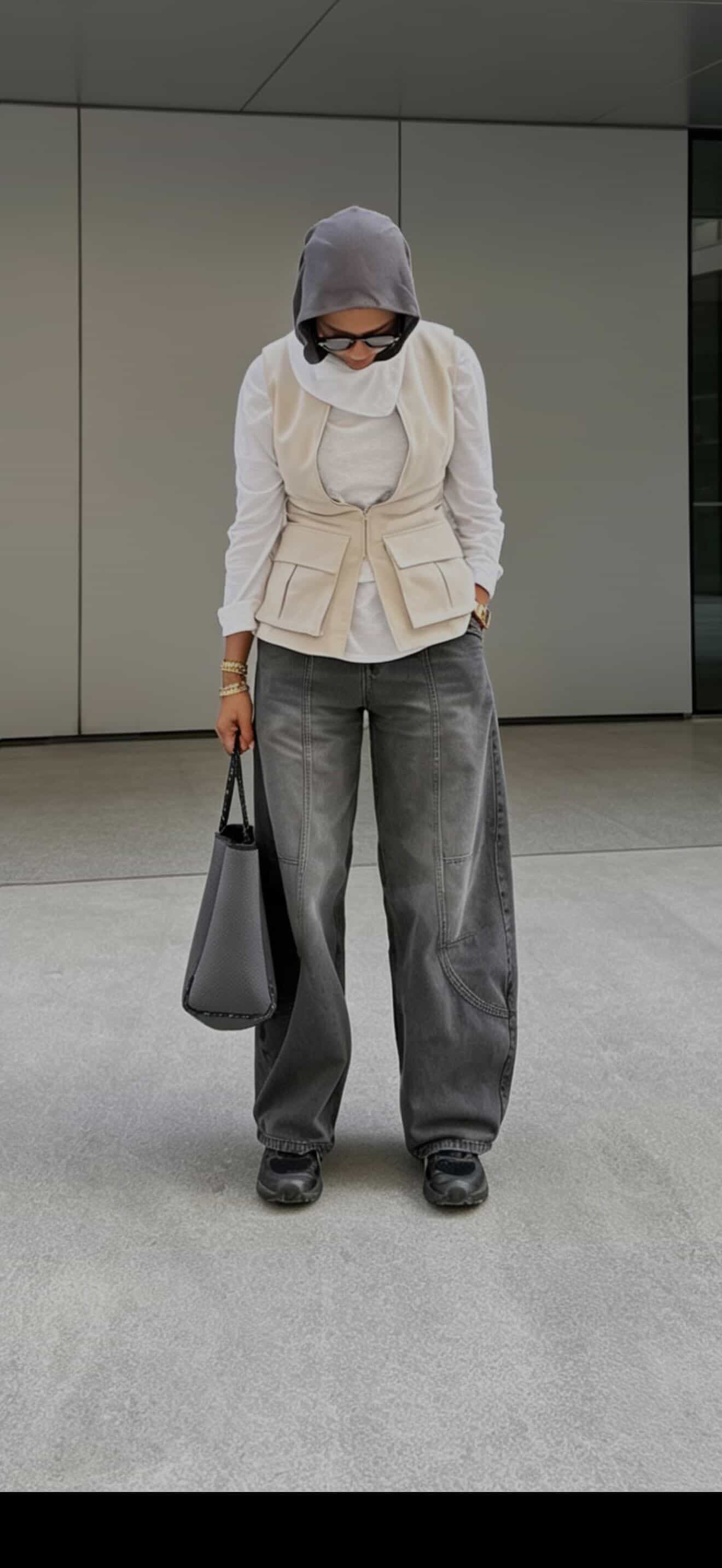 Oversized Barrel Pants Washed Black