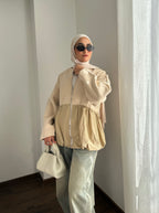 Melton X Waterproof Balloon Zipper Jacket - Beige