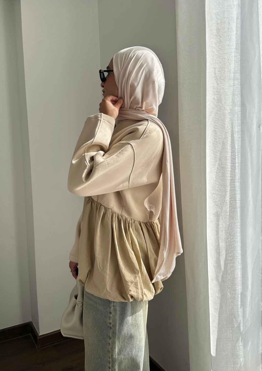 Melton X Waterproof Balloon Zipper Jacket - Beige