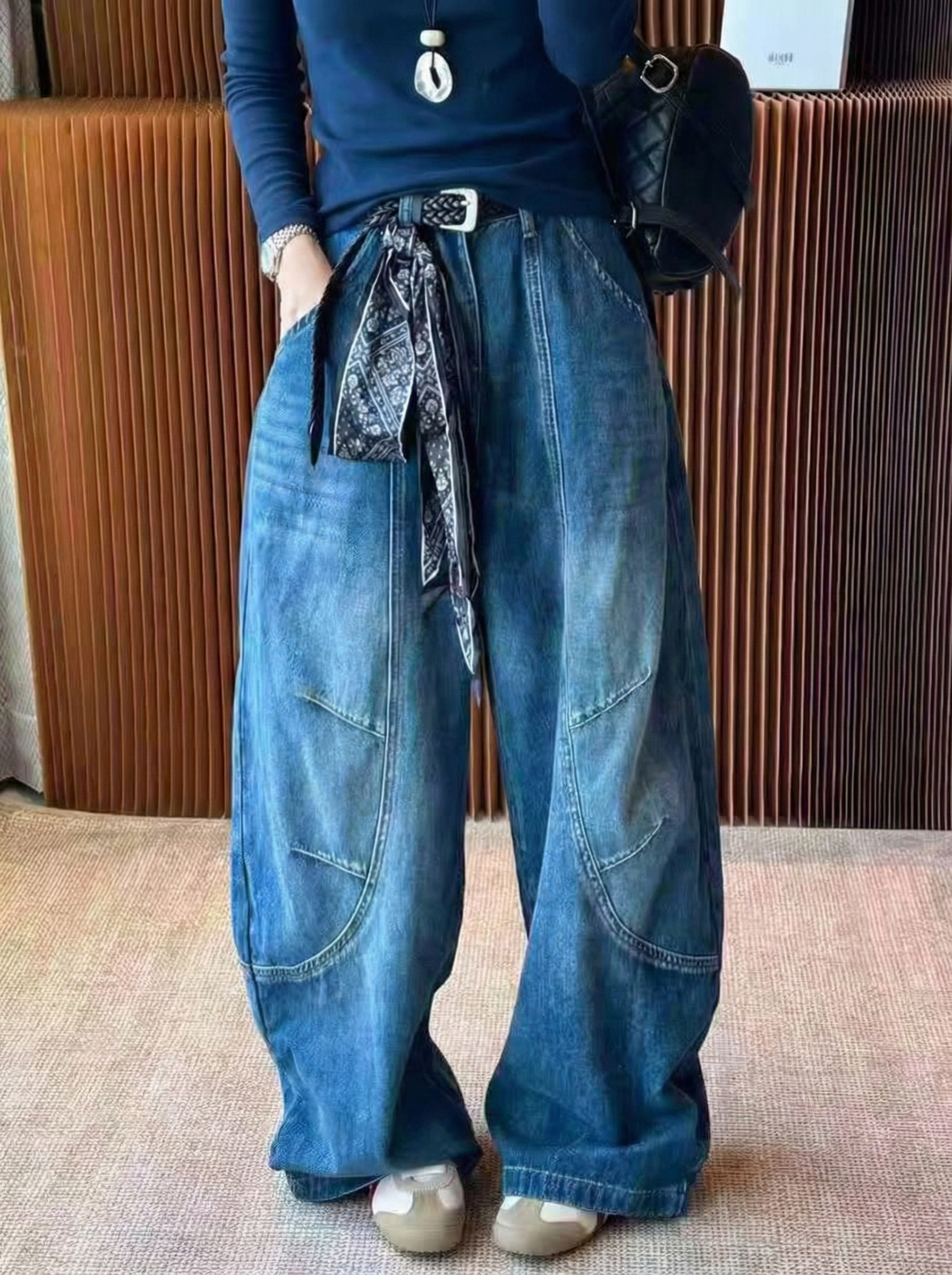 Oversized Barrel Pants Blue