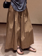 Cropped Leg Pleated Soft Pants Cafe